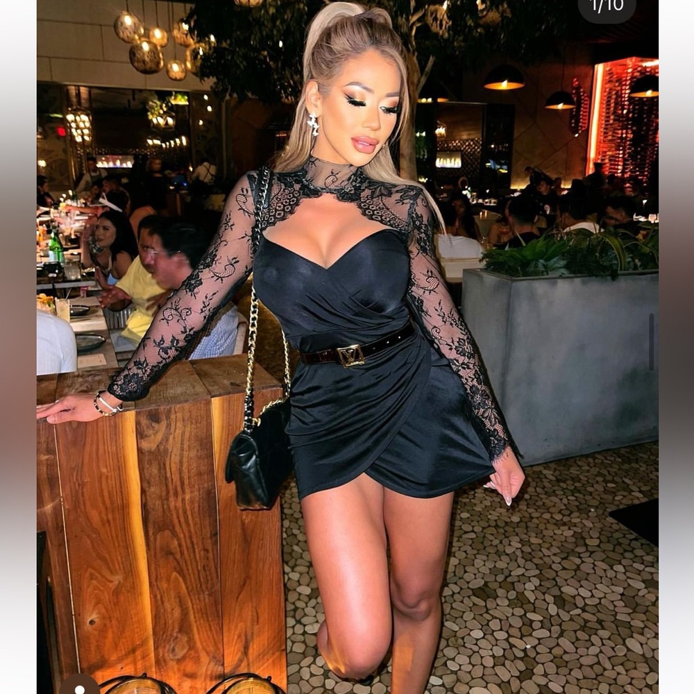 Michael Costello Black Lace Mini Dress